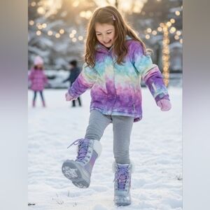 London Fog Kids Silver and Purple Boots
